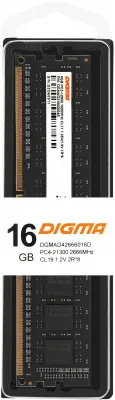 Память DDR4 16Gb 2666MHz Digma DGMAD42666016D RTL PC4-21300 CL19 DIMM 288-pin 1.2В dual rank Ret