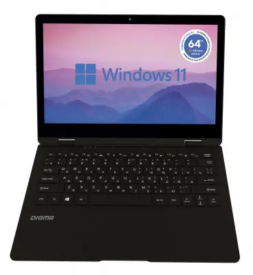 Ноутбук Digma EVE 11 C421Y Celeron N4020C 4Gb eMMC128Gb Intel UHD Graphics 600 11.6" Touch HD (1366x768) Windows 11 Home Multi Language 64 black WiFi BT Cam 4000mAh (NCN114BXW01)