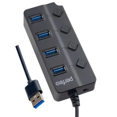 Perfeo USB-HUB 4 Port, 3.0 (PF-H032 Black) чёрный [PF_C3222]