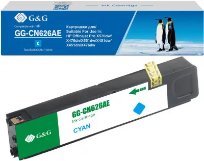 Картридж струйный G&G GG-CN626AE голубой (110мл) для HP Officejet Pro X576dw/X476dn/X551dw/X451dwX451dn/X476dw