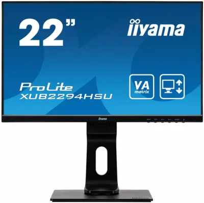 Монитор Iiyama 21.5" ProLite XUB2294HSU-B1 черный VA LED 4ms 16:9 HDMI M/M матовая HAS Pivot 1000:1 250cd 178гр/178гр 1920x1080 D-Sub DisplayPort FHD USB 4.7кг