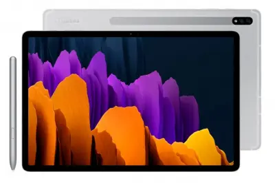 Планшет Samsung Galaxy Tab S7+ SM-T970 Snapdragon 865 Plus (3.1) 8C RAM6Gb ROM128Gb 12.4" Super AMOLED 2800x1752 Android 10.0 серебристый 13Mpix 8Mpix BT WiFi Touch microSD 1Tb 10090mAh
