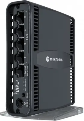Роутер беспроводной MikroTik hAP ax2 (C52IG-5HAXD2HAXD-TC) AX1800 10/100/1000BASE-TX черный