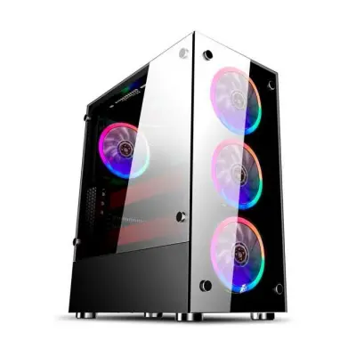 1STPLAYER V6-4R1 Корпус FIRE DANCING V6 / ATX, tempered glass side panels / 4x 120mm LED fans inc. / V6-4R1