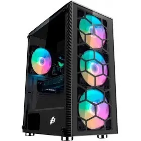 1STPLAYER Корпус FIREBASE X7-G BLACK / ATX, tempered glass / 3x140mm & 1x120mm LED fans inc. / X7-G-BK-3G6P-1G6