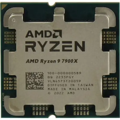 CPU AMD Ryzen 9 7900X BOX (100-100000589WOF) {Raphael, 5nm, C12/T24, Base 4,70GHz, Turbo 5,60GHz, RDNA 2 Graphics, L3 64Mb, TDP 170W, SAM5, без кулера}
