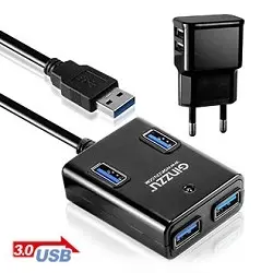 HUB GR-384UAB Ginzzu  USB 3.0  4 port + adapter
