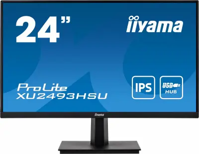 IIYAMA 23.8'' XU2493HSU-B1 черный {IPS 1920х1080 75hz 4ms 250cd 178/178 1000:1 8bit(6bit+FRC) D-Sub HDMI1.4 DisplayPort1.2 2xUSB2.0 Tilt 2x2W VESA}