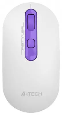 Мышь A4Tech Fstyler FG20S Tulip белый/фиолетовый оптическая (2000dpi) silent беспроводная USB для ноутбука (4but)
