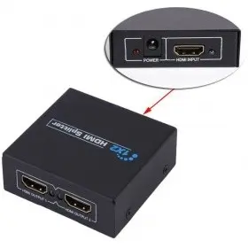 ORIENT HDMI Splitter HSP0102N, 1->2, HDMI 1.4/3D, HDTV1080p/1080i/720p, HDCP1.2, внешний БП-зарядник 1xUSB 5В/1A, метал.корпус (30460)