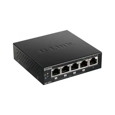 D-Link DGS-1005P/B1A Неуправляемый коммутатор с 5 портами 10/100/1000Base-T, функцией энергосбережения и поддержкой QoS (4 порта с поддержкой PoE 802.3af/802.3at (30 Вт), PoE-бюджет 60 Вт)