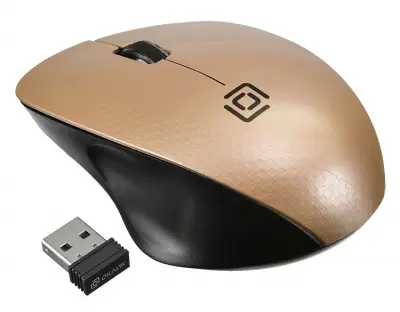 Мышь Оклик 695MW черный/золотистый оптическая (1000dpi) беспроводная USB для ноутбука (3but)