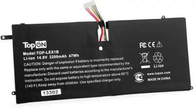 Батарея для ноутбука TopON TOP-LEX1B 14.8V 3200mAh литиево-ионная (103380)
