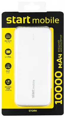Мобильный аккумулятор Старт PPB Stork P10PC-W 10000mAh 2.1A 2xUSB белый (17509)