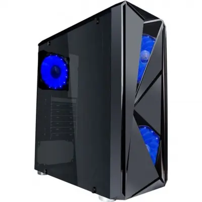 1STPLAYER Корпус FIREROSE F4 Blue / ATX, tempered glass / 3x 120mm LED fans inc. / F4-3A1-15LED BLUE