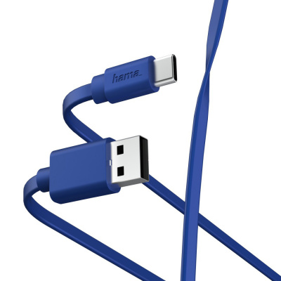 Кабель Hama 00187229 USB (m)-USB Type-C (m) 1м синий плоский