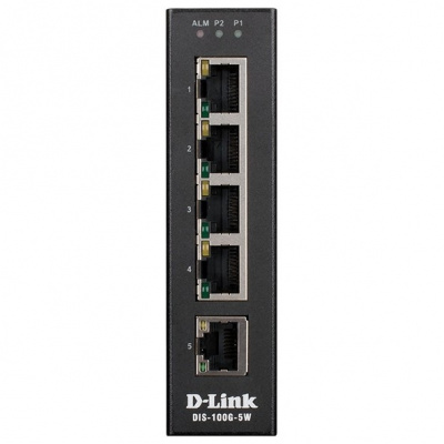 D-Link DIS-100G-5W/A1A Промышленный неуправляемый коммутатор с 5 портами 10/100/1000Base-T, функцией энергосбережения и поддержкой QoS