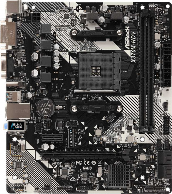 Материнская плата Asrock X370M-HDV R4.0 Soc-AM4 AMD X370 2xDDR4 mATX AC`97 8ch(7.1) GbLAN RAID+VGA+DVI+HDMI