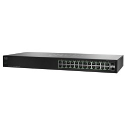 Cisco SB SG110-24HP-EU коммутатор (switch) возможность установки в стойку 2 слота для дополнительных интерфейсов 24 порта Ethernet 10/100/1000 Мбит/сек 440 x 44 x 202 мм