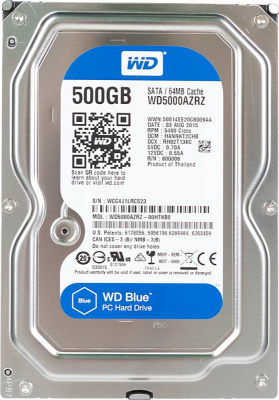 Жесткий диск WD Original SATA-III 500Gb WD5000AZRZ Blue (5400rpm) 64Mb 3.5"