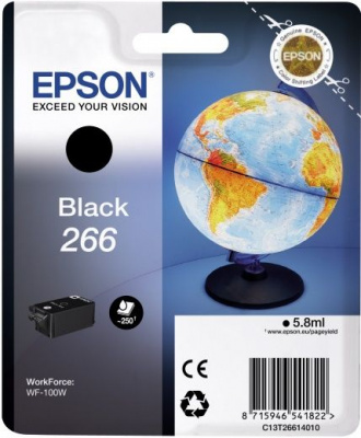 Картридж струйный Epson T266 C13T26614010 черный (250стр.) (5.8мл) для Epson WF-100W
