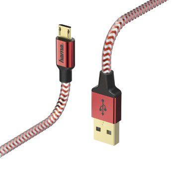 Кабель Hama 00178288 USB (m)-micro USB (m) 1.5м красный