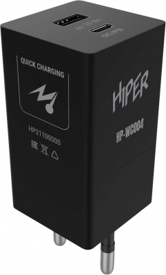 Сетевое зар./устр. Hiper HP-WC004 3A+2.5A PD+QC универсальное черный