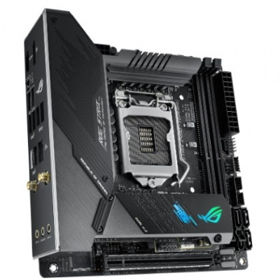 Asus ROG STRIX Z490-I GAMING {Soc-1200 Intel Z490 2xDDR4 mini-ITX AC`97 8ch(7.1) 2.5Gg RAID+HDMI+DP}