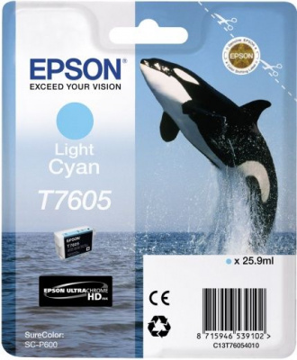 Картридж струйный Epson T7605 C13T76054010 светло-голубой (2400стр.) (25.9мл) для Epson SureColor SC-P600