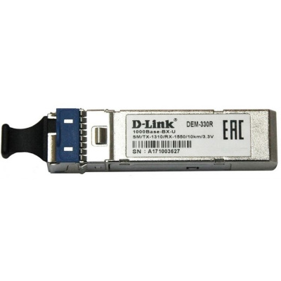 D-Link 330R/10KM/A1A 1000BASE-LX Single-mode 10KM WDM SFP Tranceiver, support 3.3V power, LC connector
