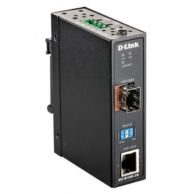 D-Link DIS-M100G-SW/A1A Промышленный медиаконвертер с 1 портом 100/1000Base-T и 1 портом 100/1000Base-X SFP
