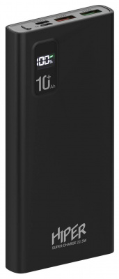 Мобильный аккумулятор Hiper Fast 10000 10000mAh 5A QC PD 2xUSB черный (FAST 10000 BLACK)