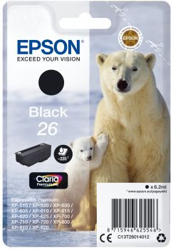 Картридж струйный Epson T2601 C13T26014012 черный (220стр.) (6.2мл) для Epson XP-600/700/800
