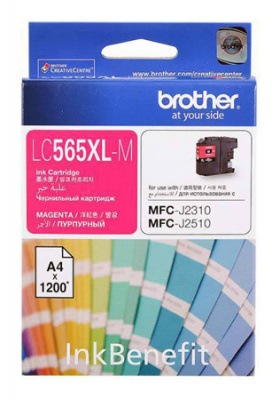 Картридж струйный Brother LC565XLM пурпурный (1200стр.) для Brother MFC-J2510