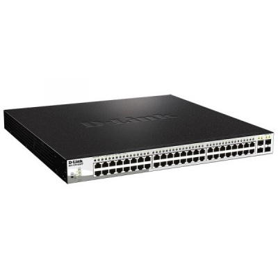 D-Link DGS-1210-52MPP/E2A PROJ Настраиваемый коммутатор WebSmart с 48 портами 10/100/1000Base-T и 4 портами 1000Base-X SFP (порты 1-48 с поддержкой PoE 802.3af/802.3at (30 Вт), PoE-бюджет 740 Вт)