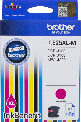 Картридж струйный Brother LC525XLM пурпурный (1300стр.) для Brother DCP-J100/J105/J200