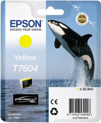 Картридж струйный Epson T7604 C13T76044010 желтый (2100стр.) (25.9мл) для Epson SureColor SC-P600