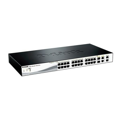 D-Link DES-1210-28P/C3A Настраиваемый коммутатор WebSmart с 24 портами 10/100Base-TX, 2 портами 10/100/1000Base-T, 2 комбо-портами 100/1000Base-T/SFP